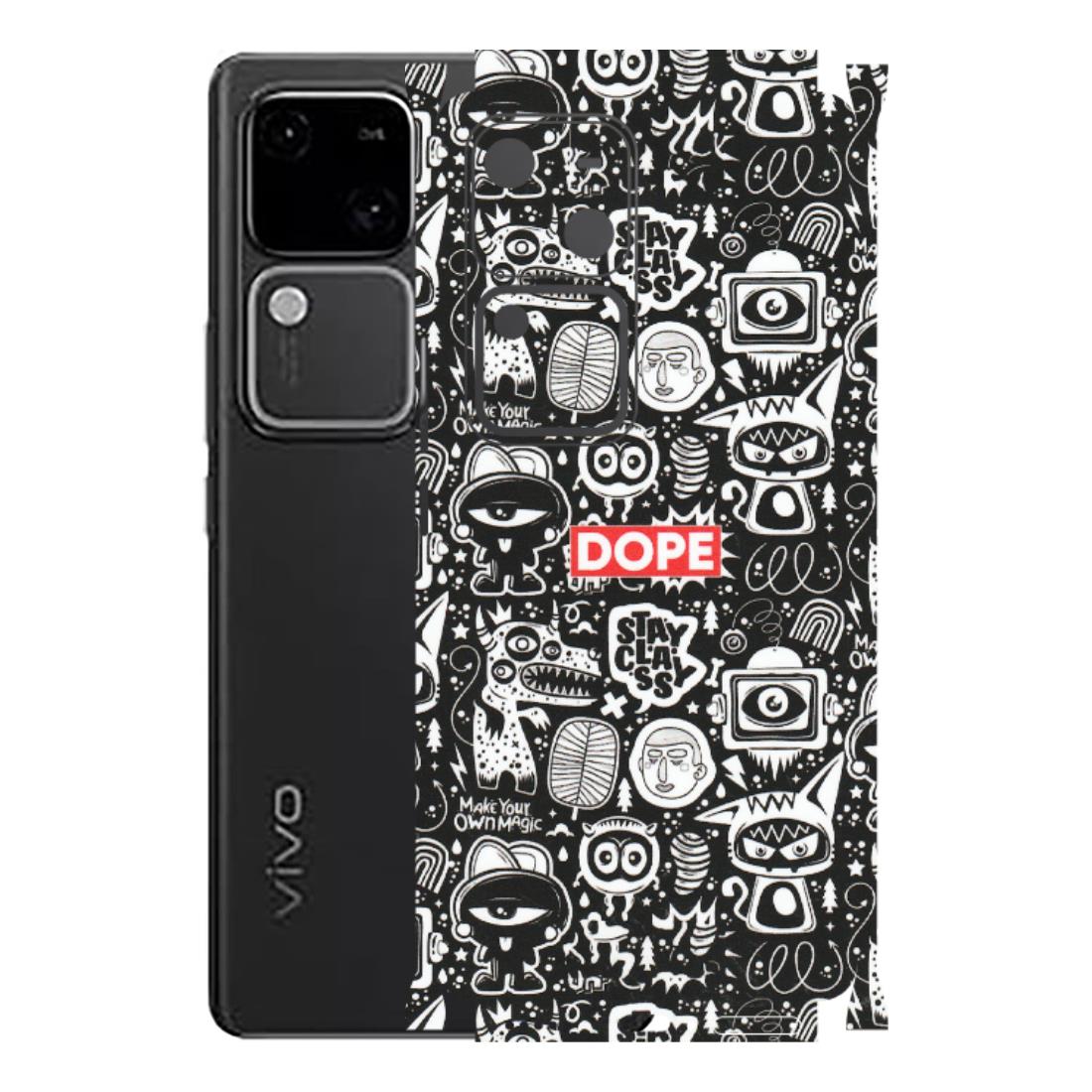 VIVO Z/V/X/T/U/S Series Phone Skins (All Models) - Dope Stay Classy Black Doodles - Matte Finish (M-126) Vivo V30 5G