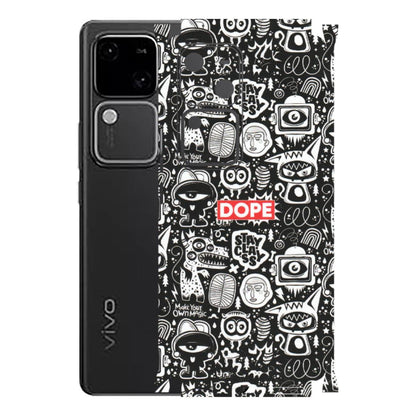 VIVO Z/V/X/T/U/S Series Phone Skins (All Models) - Dope Stay Classy Black Doodles - Matte Finish (M-126) Vivo V30 5G