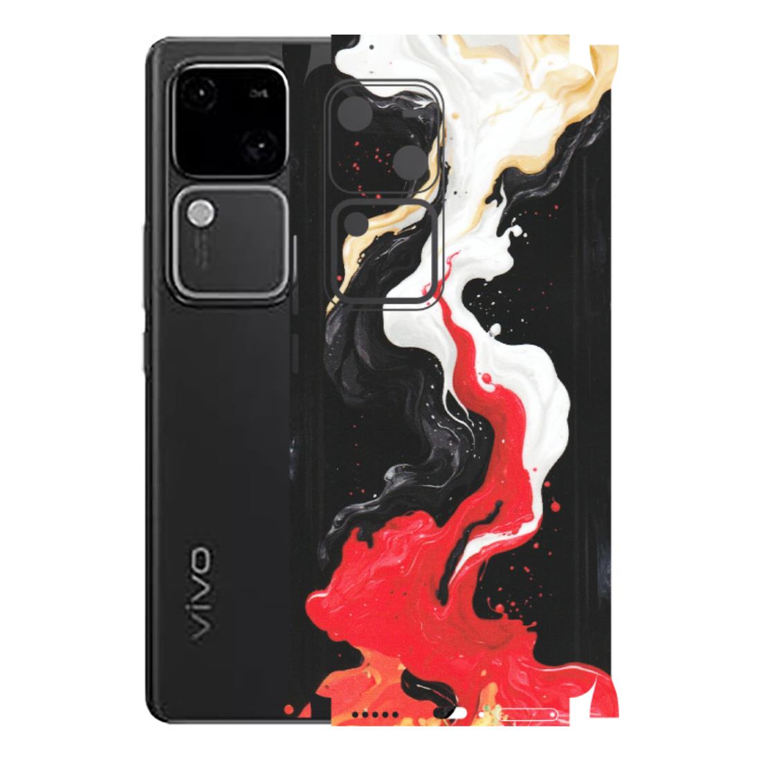 VIVO Z/V/X/T/U/S Series Phone Skins (All Models) - Black Red White Paint Splash Fusion - Matte Finish (M-56) Vivo V30 5G