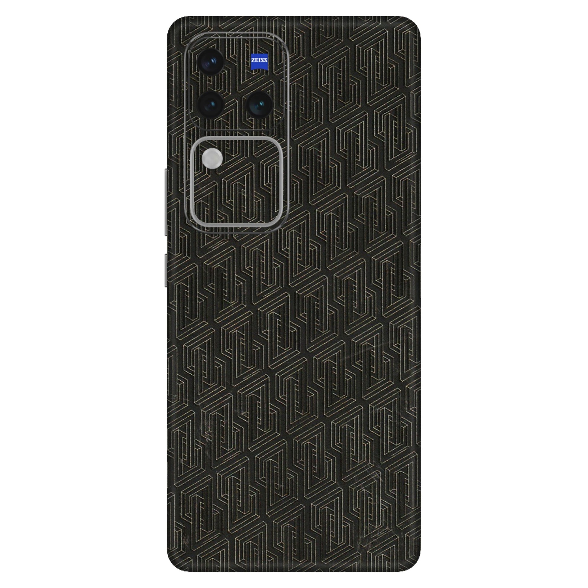 VIVO Z/V/X/T/U/S Series Phone Skins (All Models) - Black Abstract Pattern - 3D Embossed Finish (L-117) Vivo V30 Pro (5G)