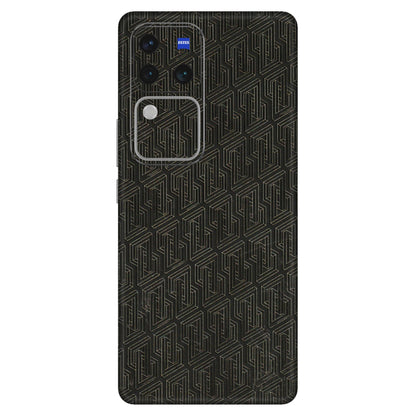 VIVO Z/V/X/T/U/S Series Phone Skins (All Models) - Black Abstract Pattern - 3D Embossed Finish (L-117) Vivo V30 Pro (5G)
