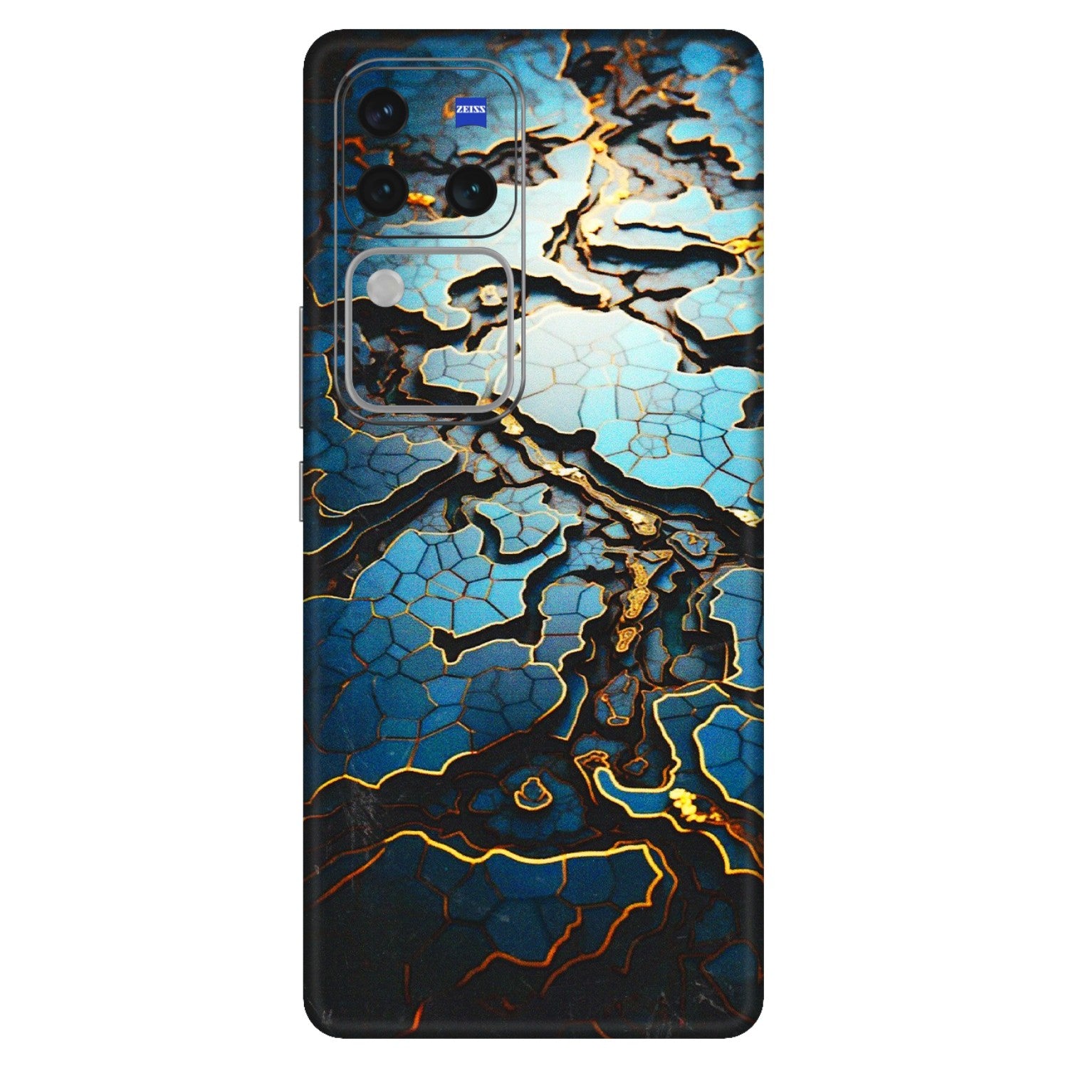 VIVO Z/V/X/T/U/S Series Phone Skins (All Models) - Blue Gold Abstract - 3D Embossed Finish (L-11) Vivo V30 Pro (5G)