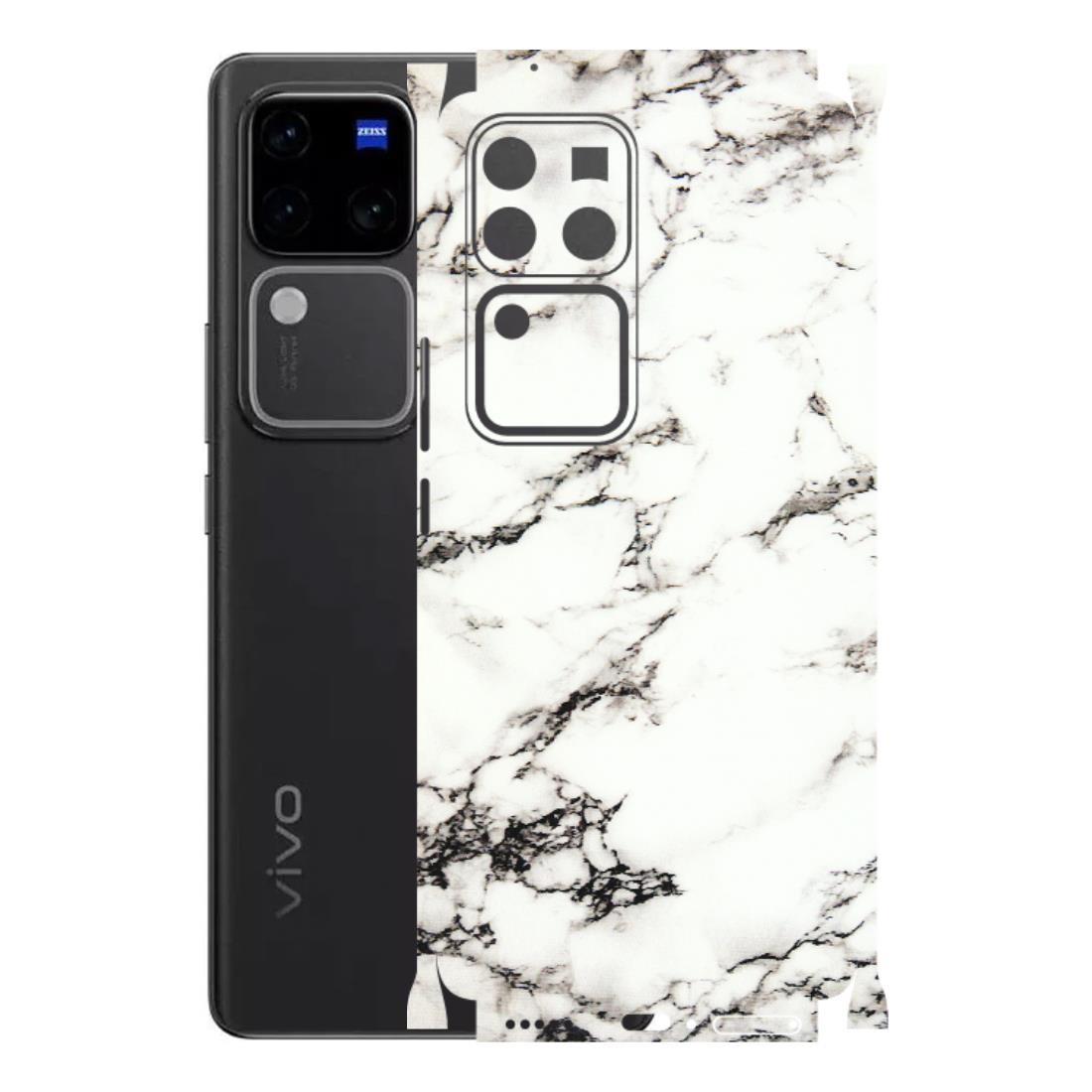 VIVO Z/V/X/T/U/S Series Phone Skins (All Models) - Black and White Marble Texture - 3D Embossed Finish (L-124) Vivo V30 Pro (5G)