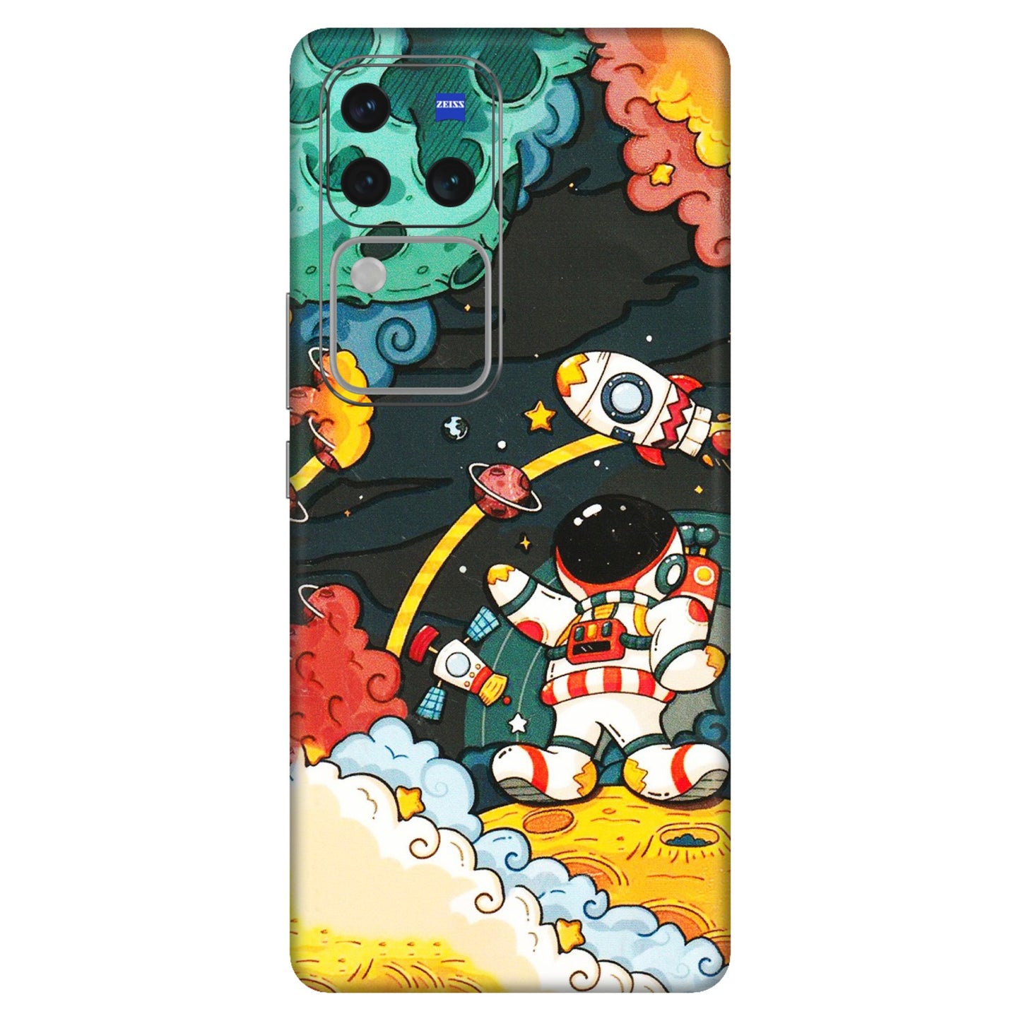 VIVO Z/V/X/T/U/S Series Phone Skins (All Models) - Astronauts & Spaceship - 3D Embossed Finish (L-145) Vivo V30 Pro (5G)