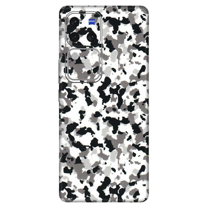 VIVO Z/V/X/T/U/S Series Phone Skins (All Models) - White Black Camouflage - 3D Embossed Finish (L-18) Vivo V30 Pro (5G)