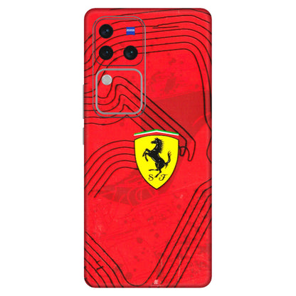 VIVO Z/V/X/T/U/S Series Phone Skins (All Models) - Red Ferrari Logo Stylish - 3D Embossed Finish (L-238) Vivo V30 Pro (5G)