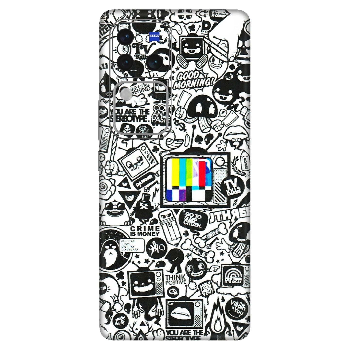 VIVO Z/V/X/T/U/S Series Phone Skins (All Models) - Doodles Positive Art - 3D Embossed Finish (L-263) Vivo V30 Pro (5G)