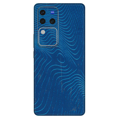 VIVO Z/V/X/T/U/S Series Phone Skins (All Models) - Abstract Blue Line Map - 3D Embossed Finish (L-272) Vivo V30 Pro (5G)