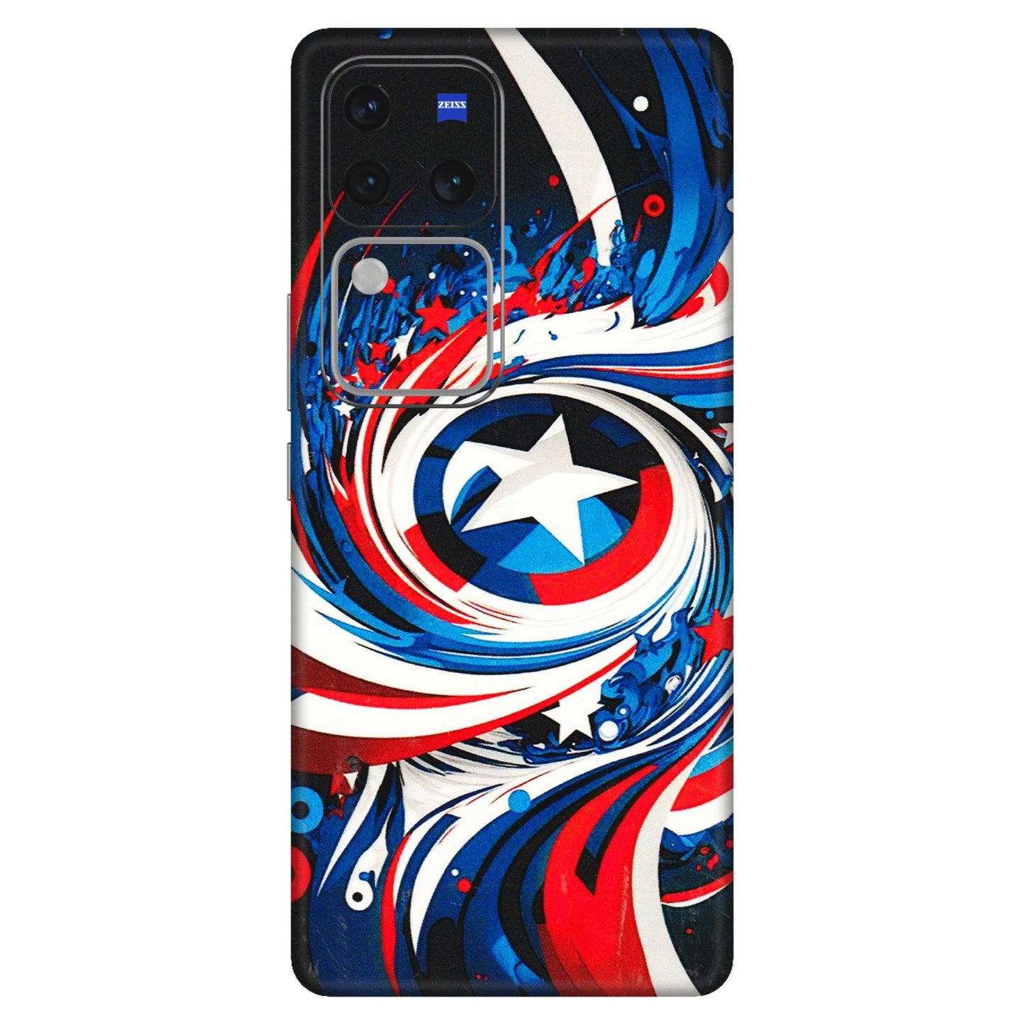 VIVO Z/V/X/T/U/S Series Phone Skins (All Models) - Captain America Logo - 3D Embossed Finish (L-307) Vivo V30 Pro (5G)
