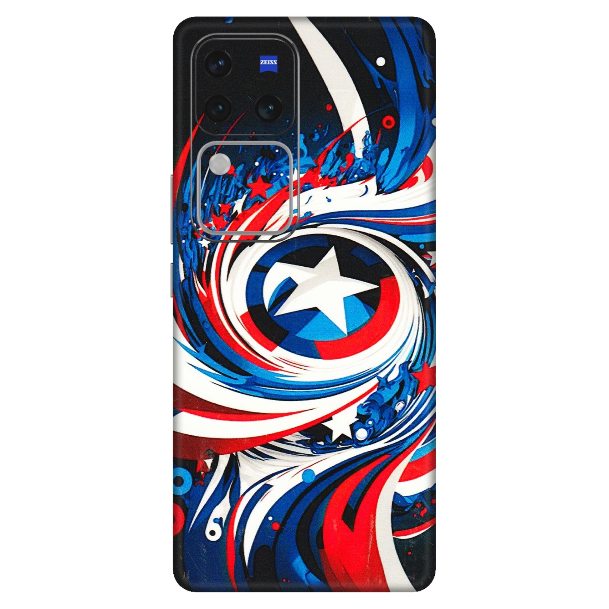 VIVO Z/V/X/T/U/S Series Phone Skins (All Models) - Captain America Logo - 3D Embossed Finish (L-307) Vivo V30 Pro (5G)