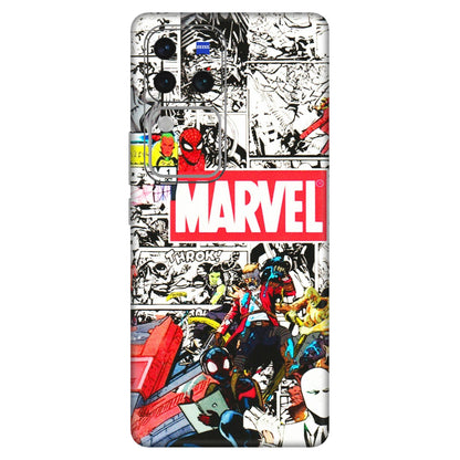 VIVO Z/V/X/T/U/S Series Phone Skins (All Models) - Marvel Colorful Comic - 3D Embossed Finish (L-64) Vivo V30 Pro (5G)