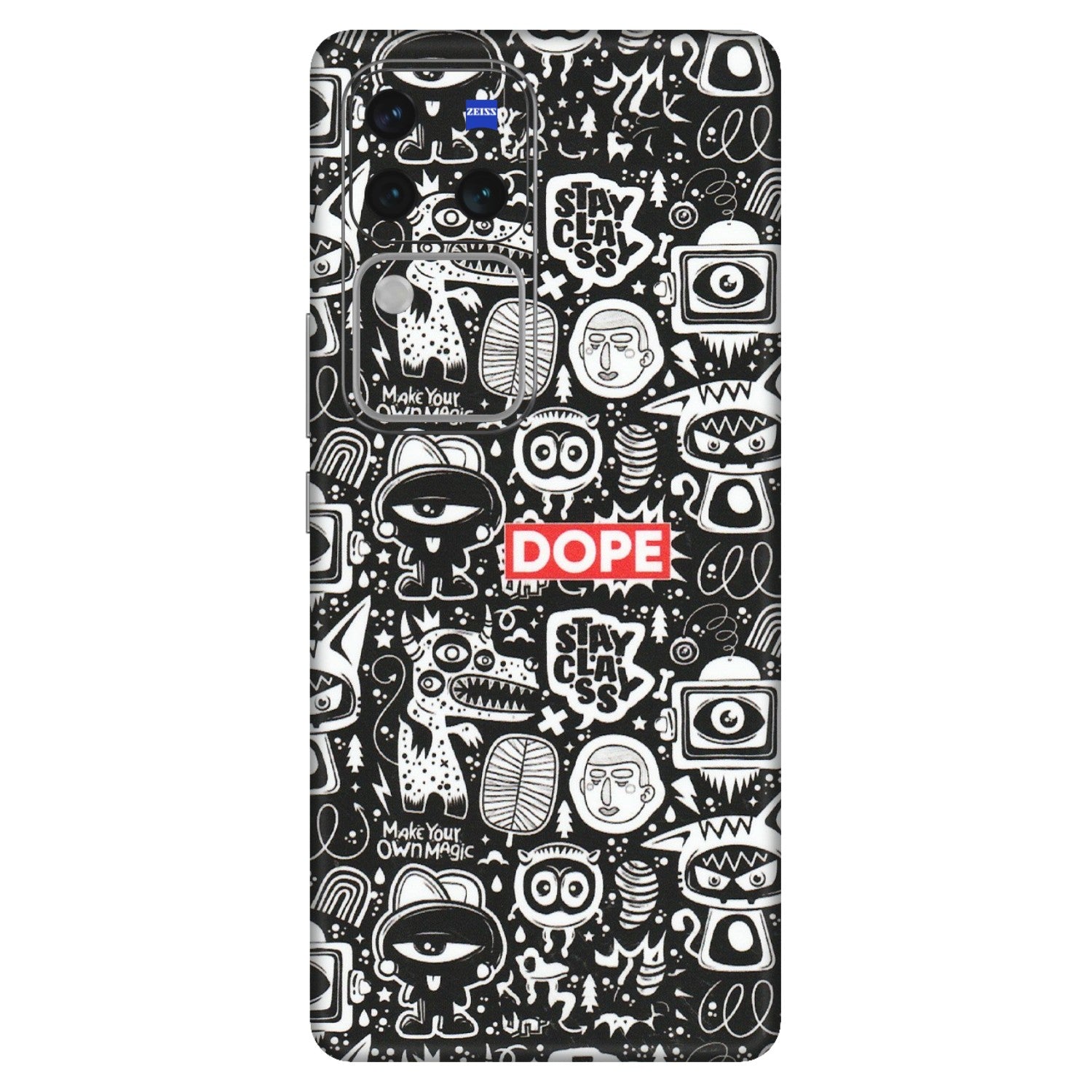 VIVO Z/V/X/T/U/S Series Phone Skins (All Models) - Dope Stay Classy Black Doodles - Matte Finish (M-126) Vivo V30 Pro (5G)