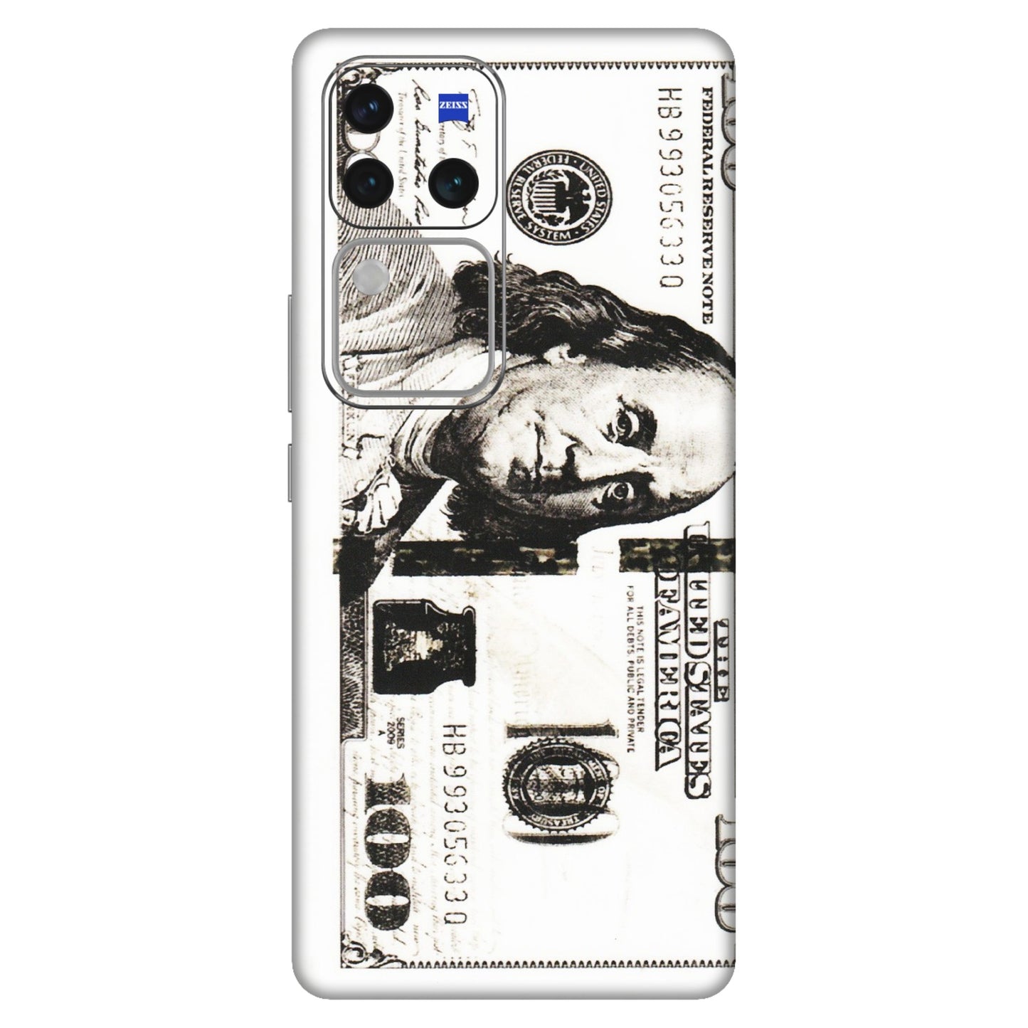 VIVO Z/V/X/T/U/S Series Phone Skins (All Models) - 100 Dollar Currency - Transparent Finish (T-01) Vivo V30 Pro (5G)