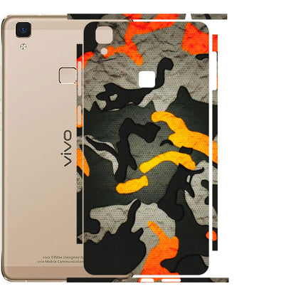 VIVO Z/V/X/T/U/S Series Phone Skins (All Models) - Orange Camouflage - 3D Embossed Finish (L-204) Vivo V3 Max