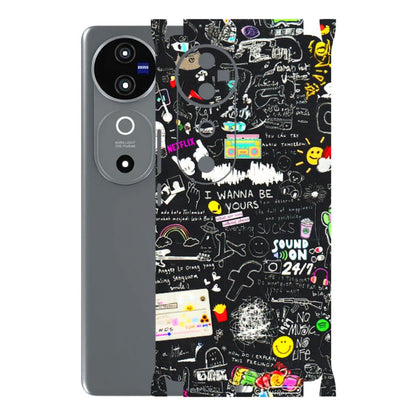 VIVO Z/V/X/T/U/S Series Phone Skins (All Models) - Black Creatives Doodles - 3D Embossed Finish (L-311) Vivo V40 5G