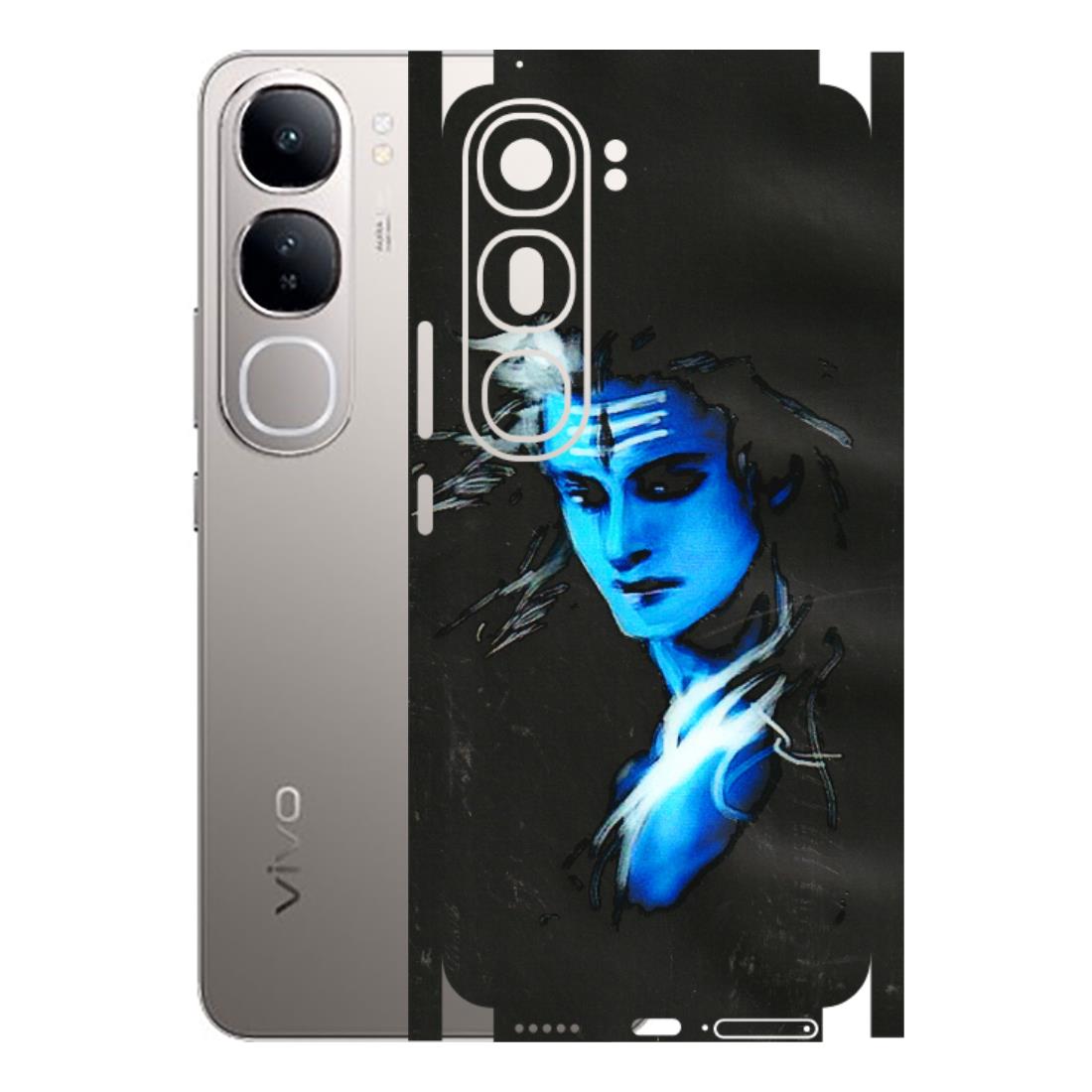 VIVO Z/V/X/T/U/S Series Phone Skins (All Models) - Har Har Mahadev Blue/Black - 3D Embossed Finish (L-185) Vivo V40 Lite