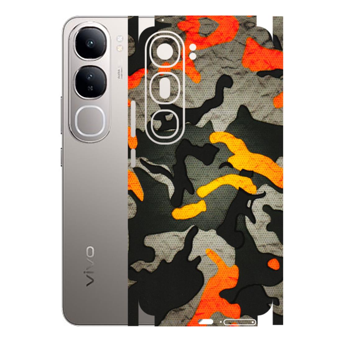 VIVO Z/V/X/T/U/S Series Phone Skins (All Models) - Orange Camouflage - 3D Embossed Finish (L-204) Vivo V40 Lite