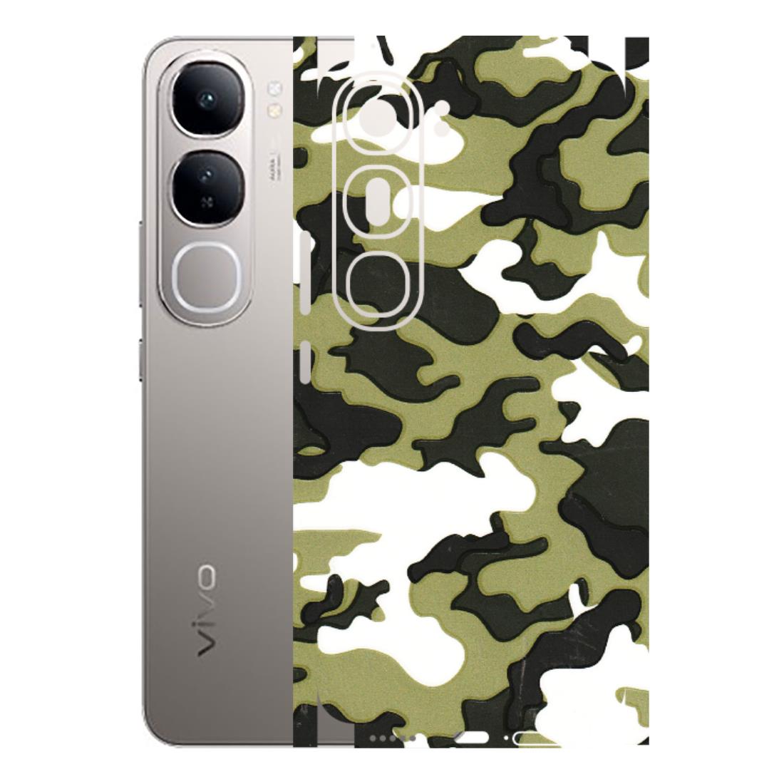 VIVO Z/V/X/T/U/S Series Phone Skins (All Models) - Camouflages White And Green - 3D Embossed Finish (L-243) Vivo V40 Lite