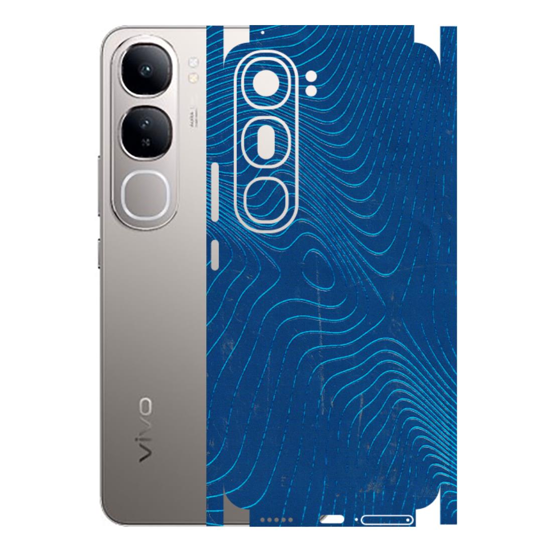 VIVO Z/V/X/T/U/S Series Phone Skins (All Models) - Abstract Blue Line Map - 3D Embossed Finish (L-272) Vivo V40 Lite