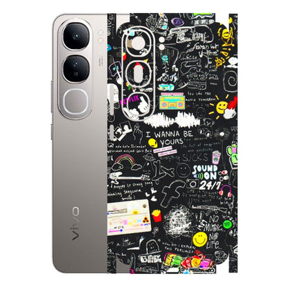 VIVO Z/V/X/T/U/S Series Phone Skins (All Models) - Black Creatives Doodles - 3D Embossed Finish (L-311) Vivo V40 Lite