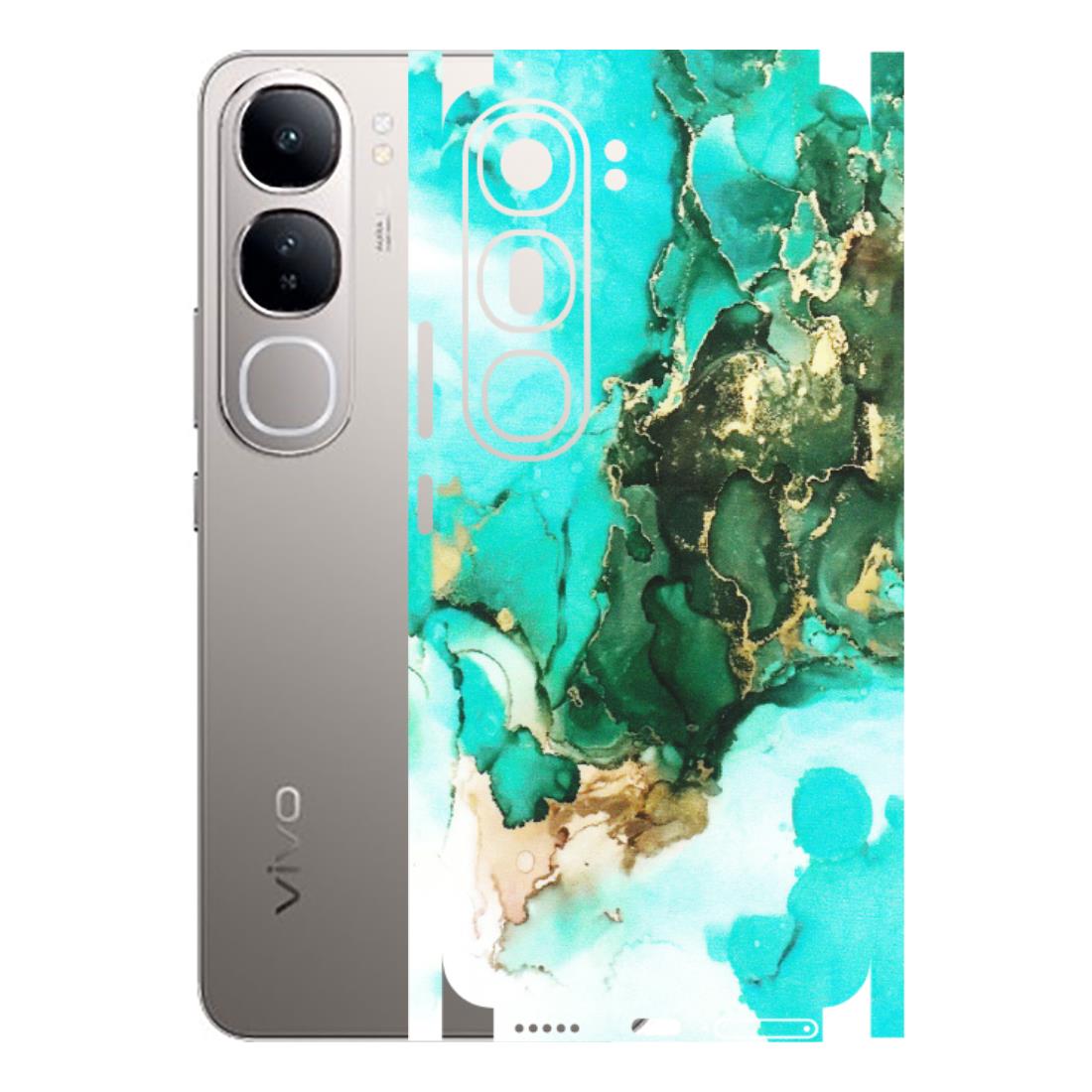 VIVO Z/V/X/T/U/S Series Phone Skins (All Models) - The Blue Gold Marble - Matte Finish (M-124) Vivo V40 Lite
