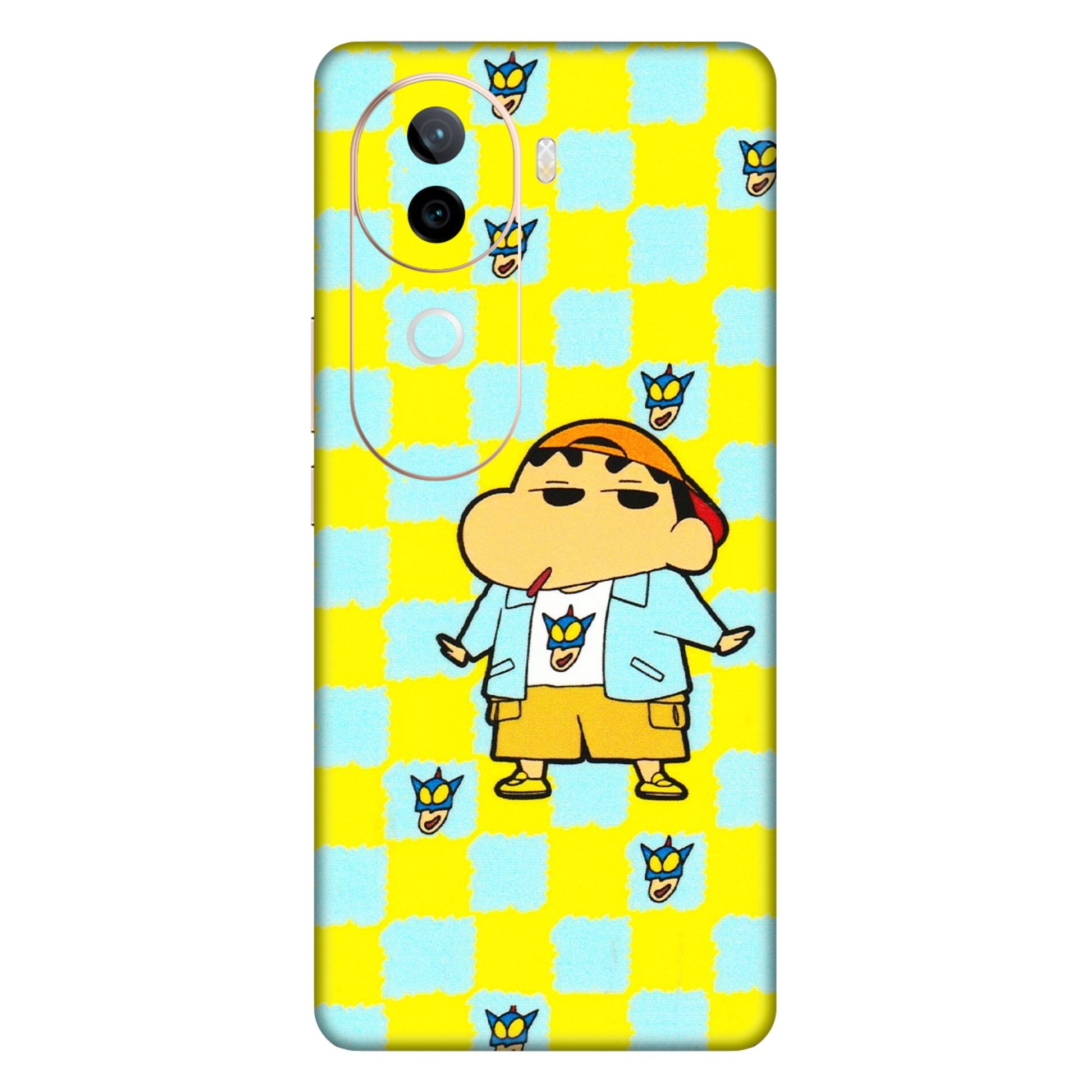VIVO Z/V/X/T/U/S Series Phone Skins (All Models) - Yellow Blue Shinchan Cute - 3D Embossed Finish (L-221) Vivo V40E (5G)