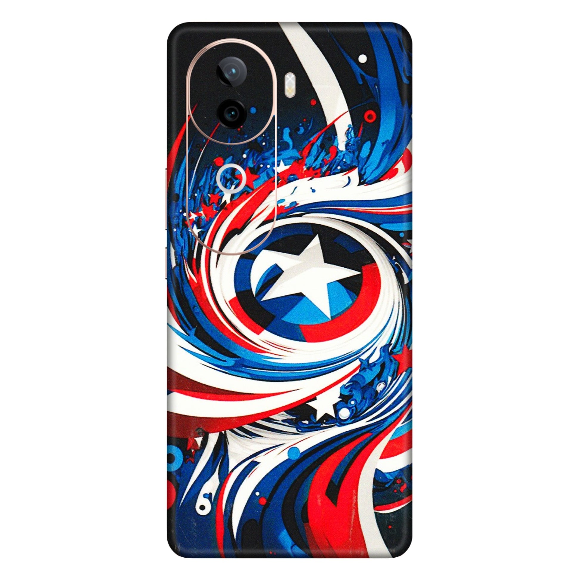 VIVO Z/V/X/T/U/S Series Phone Skins (All Models) - Captain America Logo - 3D Embossed Finish (L-307) Vivo V40E (5G)