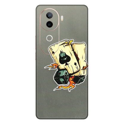 VIVO Z/V/X/T/U/S Series Phone Skins (All Models) - Grey Cards Of Ace - 3D Embossed Finish (L-77) Vivo V40E (5G)