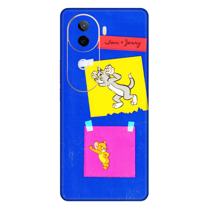 VIVO Z/V/X/T/U/S Series Phone Skins (All Models) - Tom N Jerry Sticky Notes - 3D Embossed Finish (L-88) Vivo V40E (5G)