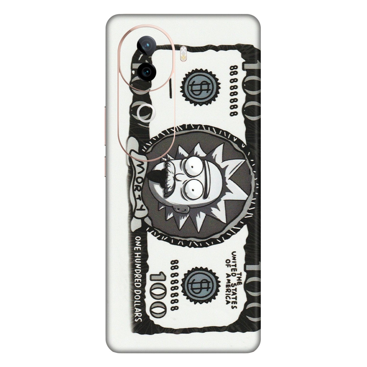 VIVO Z/V/X/T/U/S Series Phone Skins (All Models) - Rick And Morty Hundred Dollar Anime - Matte Finish (M-161) Vivo V40E (5G)
