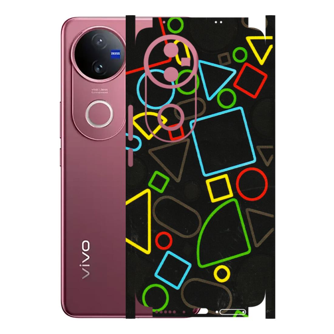 VIVO Z/V/X/T/U/S Series Phone Skins (All Models) - Black Shapes - 3D Embossed Finish (L-131) Vivo V50 5G