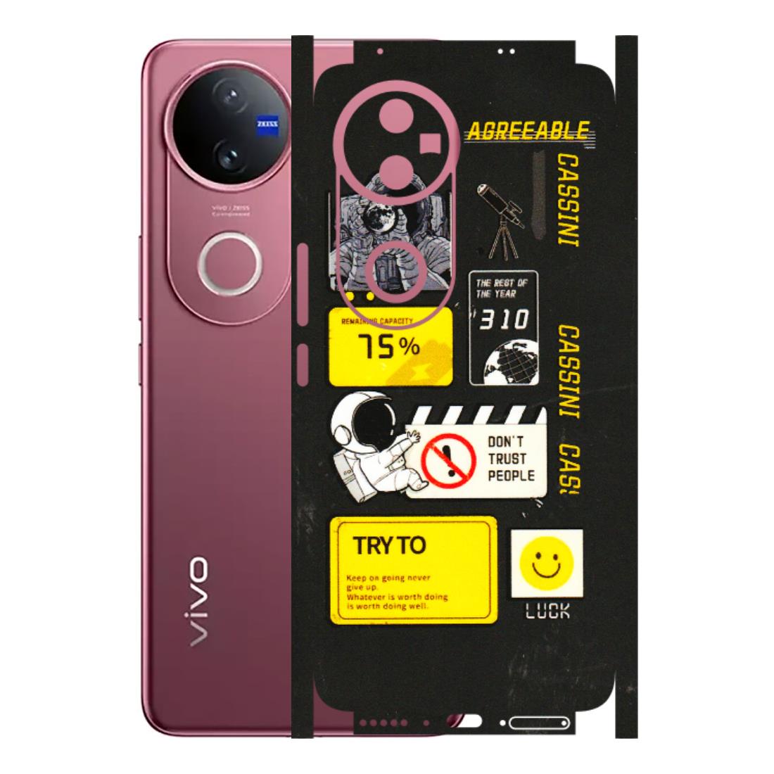 VIVO Z/V/X/T/U/S Series Phone Skins (All Models) - Black Cassini - 3D Embossed Finish (L-161) Vivo V50 5G