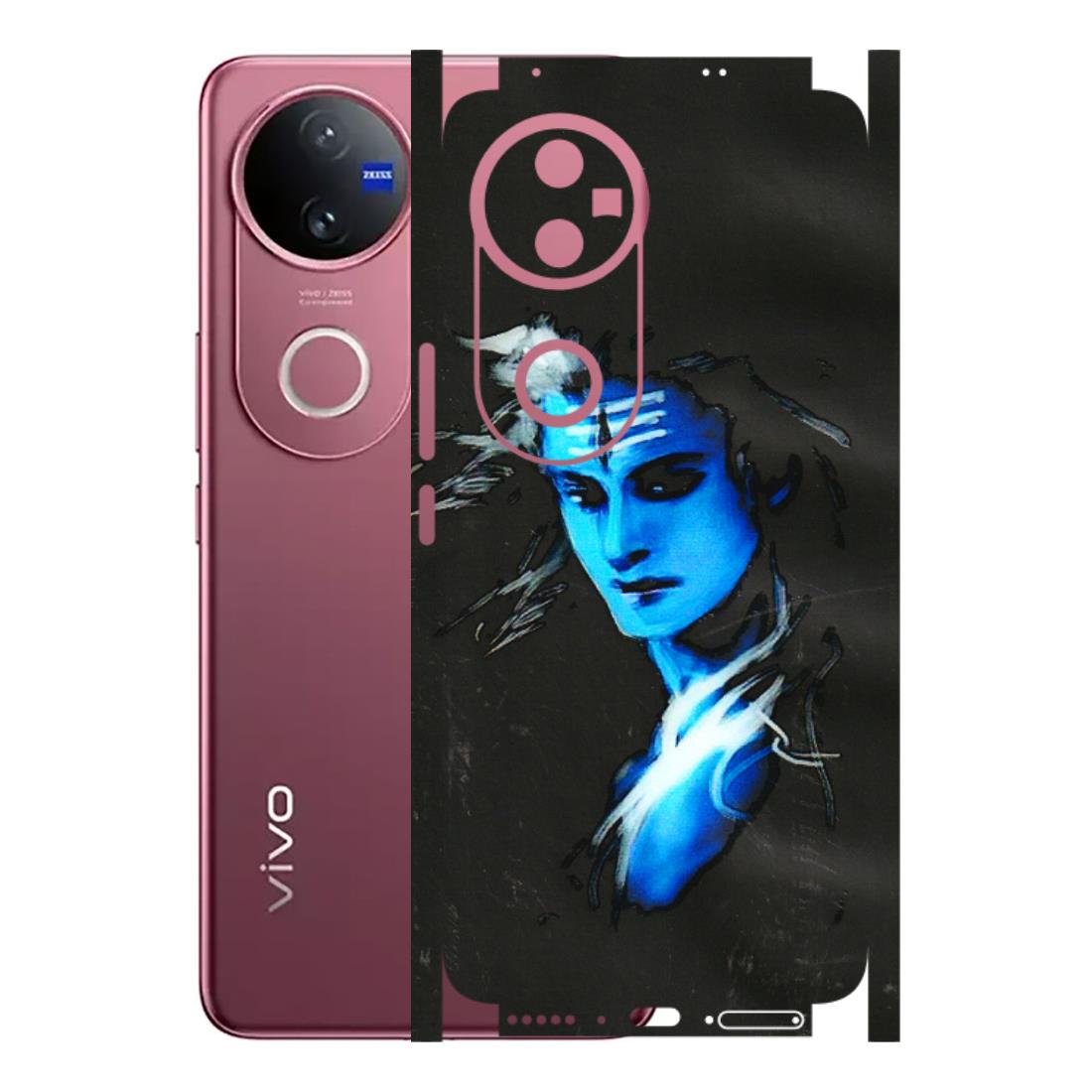VIVO Z/V/X/T/U/S Series Phone Skins (All Models) - Har Har Mahadev Blue/Black - 3D Embossed Finish (L-185) Vivo V50 5G
