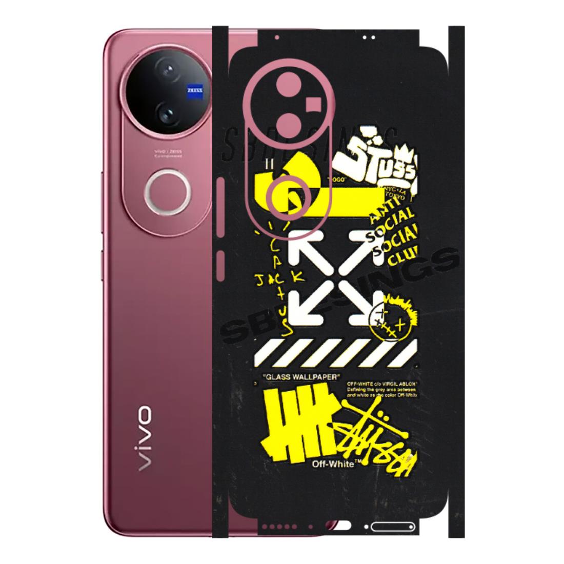 VIVO Z/V/X/T/U/S Series Phone Skins (All Models) - Anti Social Graffiti - 3D Embossed Finish (L-198) Vivo V50 5G
