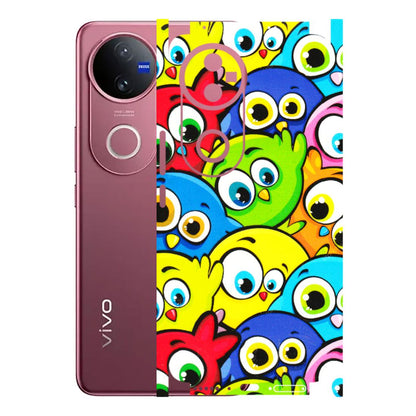 VIVO Z/V/X/T/U/S Series Phone Skins (All Models) - Cute Fluffy Birds - 3D Embossed Finish (L-213) Vivo V50 5G