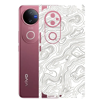 VIVO Z/V/X/T/U/S Series Phone Skins (All Models) - White Black Swirls - 3D Embossed Finish (L-219) Vivo V50 5G