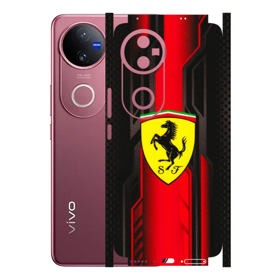VIVO Z/V/X/T/U/S Series Phone Skins (All Models) - Black Ferrari Logo - 3D Embossed Finish (L-253) Vivo V50 5G