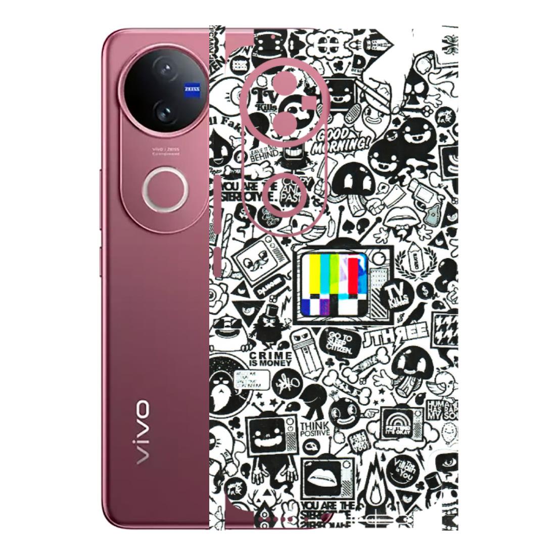 VIVO Z/V/X/T/U/S Series Phone Skins (All Models) - Doodles Positive Art - 3D Embossed Finish (L-263) Vivo V50 5G