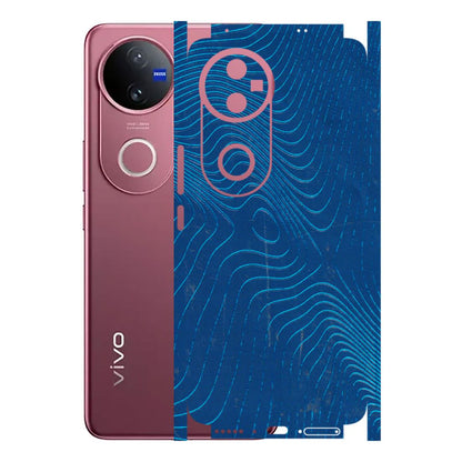 VIVO Z/V/X/T/U/S Series Phone Skins (All Models) - Abstract Blue Line Map - 3D Embossed Finish (L-272) Vivo V50 5G