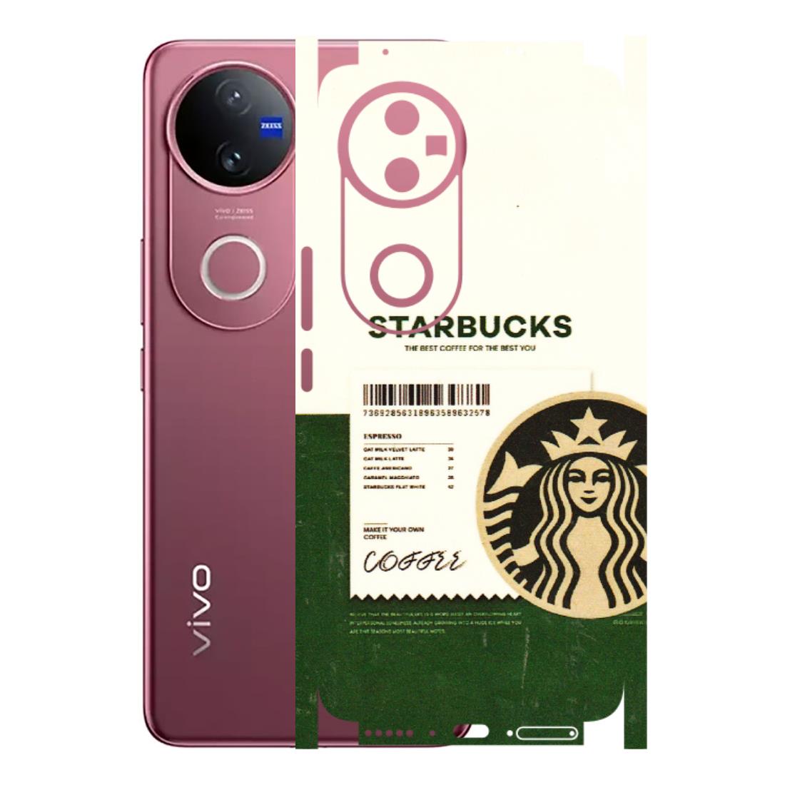 VIVO Z/V/X/T/U/S Series Phone Skins (All Models) - Starbucks Barcode - 3D Embossed Finish (L-308) Vivo V50 5G