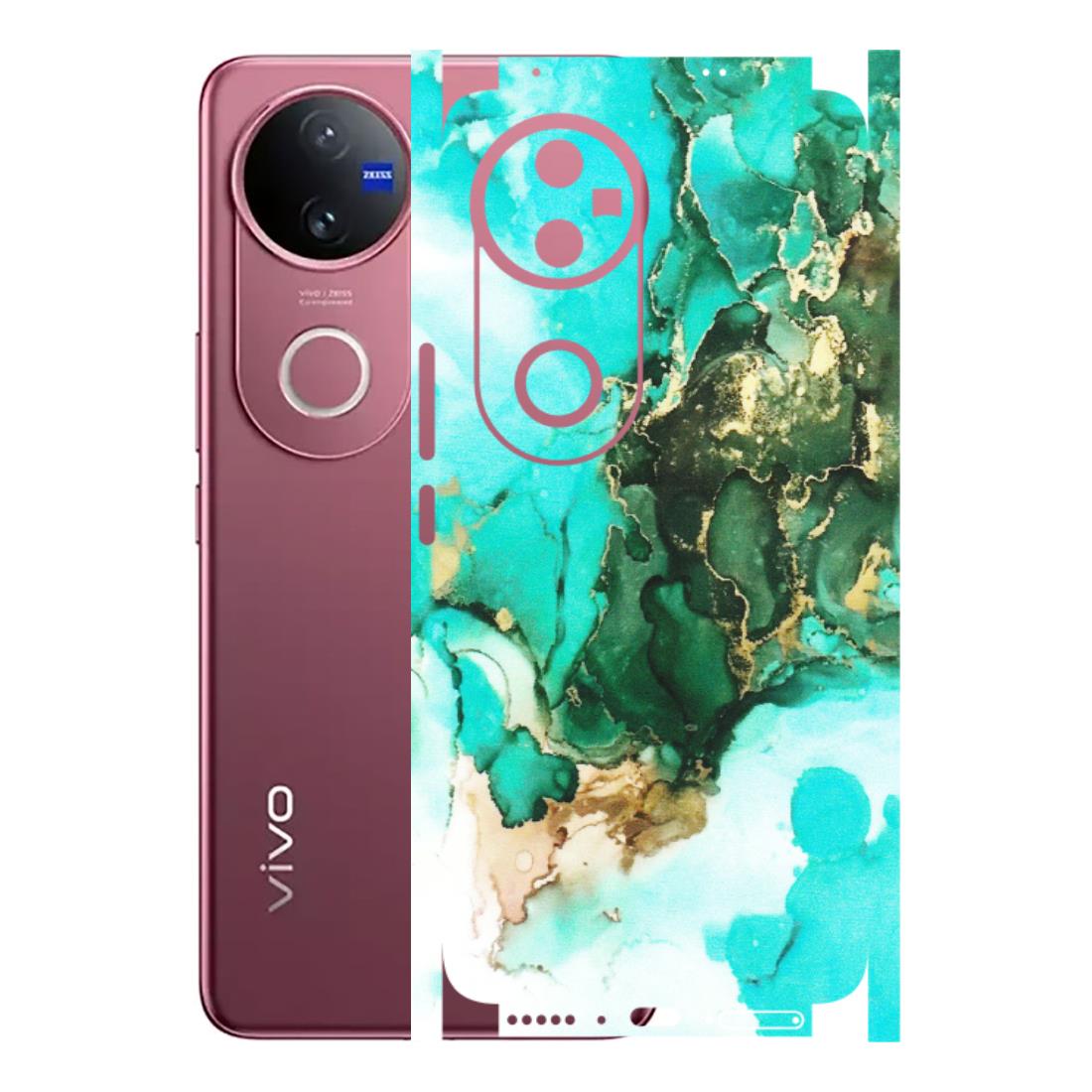 VIVO Z/V/X/T/U/S Series Phone Skins (All Models) - The Blue Gold Marble - Matte Finish (M-124) Vivo V50 5G