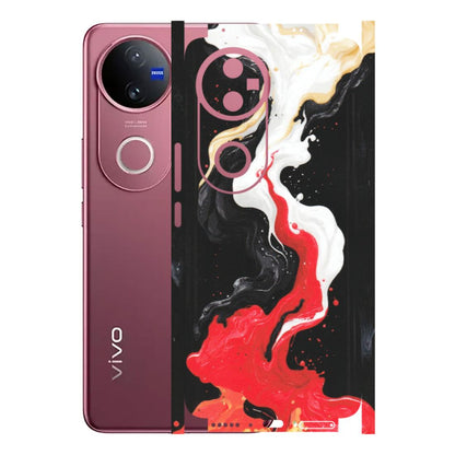VIVO Z/V/X/T/U/S Series Phone Skins (All Models) - Black Red White Paint Splash Fusion - Matte Finish (M-56) Vivo V50 5G