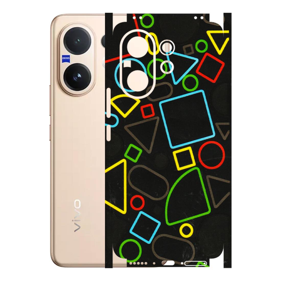 VIVO Z/V/X/T/U/S Series Phone Skins (All Models) - Black Shapes - 3D Embossed Finish (L-131) Vivo V60 5G