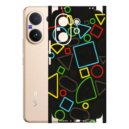 VIVO Z/V/X/T/U/S Series Phone Skins (All Models) - Black Shapes - 3D Embossed Finish (L-131) Vivo V60 5G