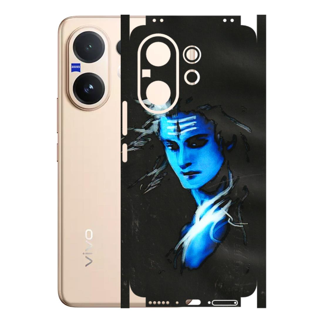 VIVO Z/V/X/T/U/S Series Phone Skins (All Models) - Har Har Mahadev Blue/Black - 3D Embossed Finish (L-185) Vivo V60 5G