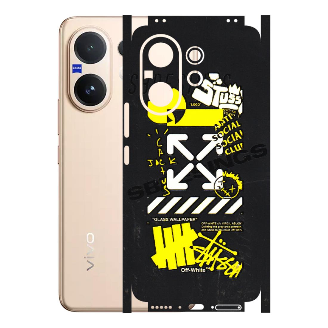 VIVO Z/V/X/T/U/S Series Phone Skins (All Models) - Anti Social Graffiti - 3D Embossed Finish (L-198) Vivo V60 5G
