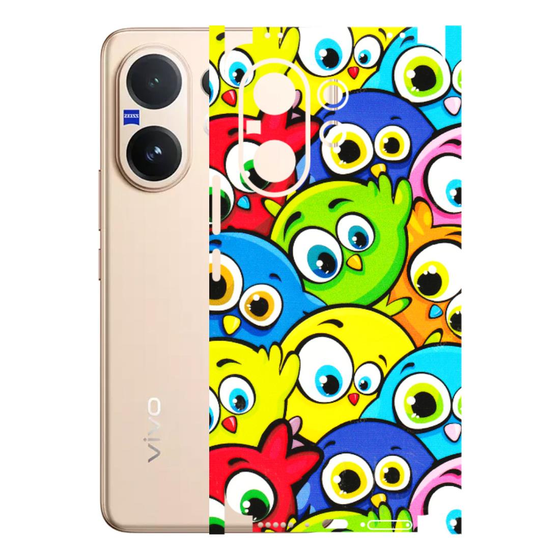 VIVO Z/V/X/T/U/S Series Phone Skins (All Models) - Cute Fluffy Birds - 3D Embossed Finish (L-213) Vivo V60 5G