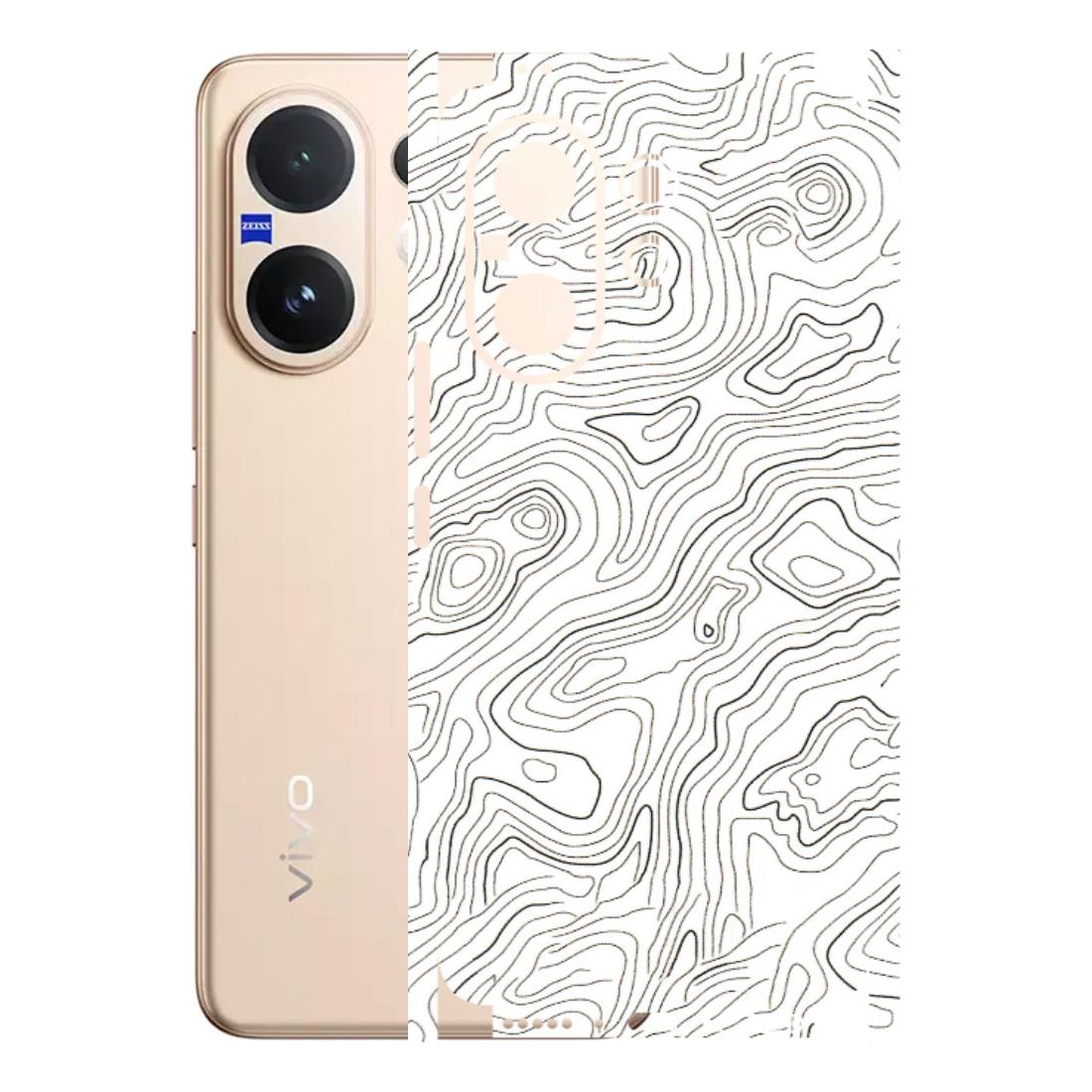 VIVO Z/V/X/T/U/S Series Phone Skins (All Models) - White Black Swirls - 3D Embossed Finish (L-219) Vivo V60 5G