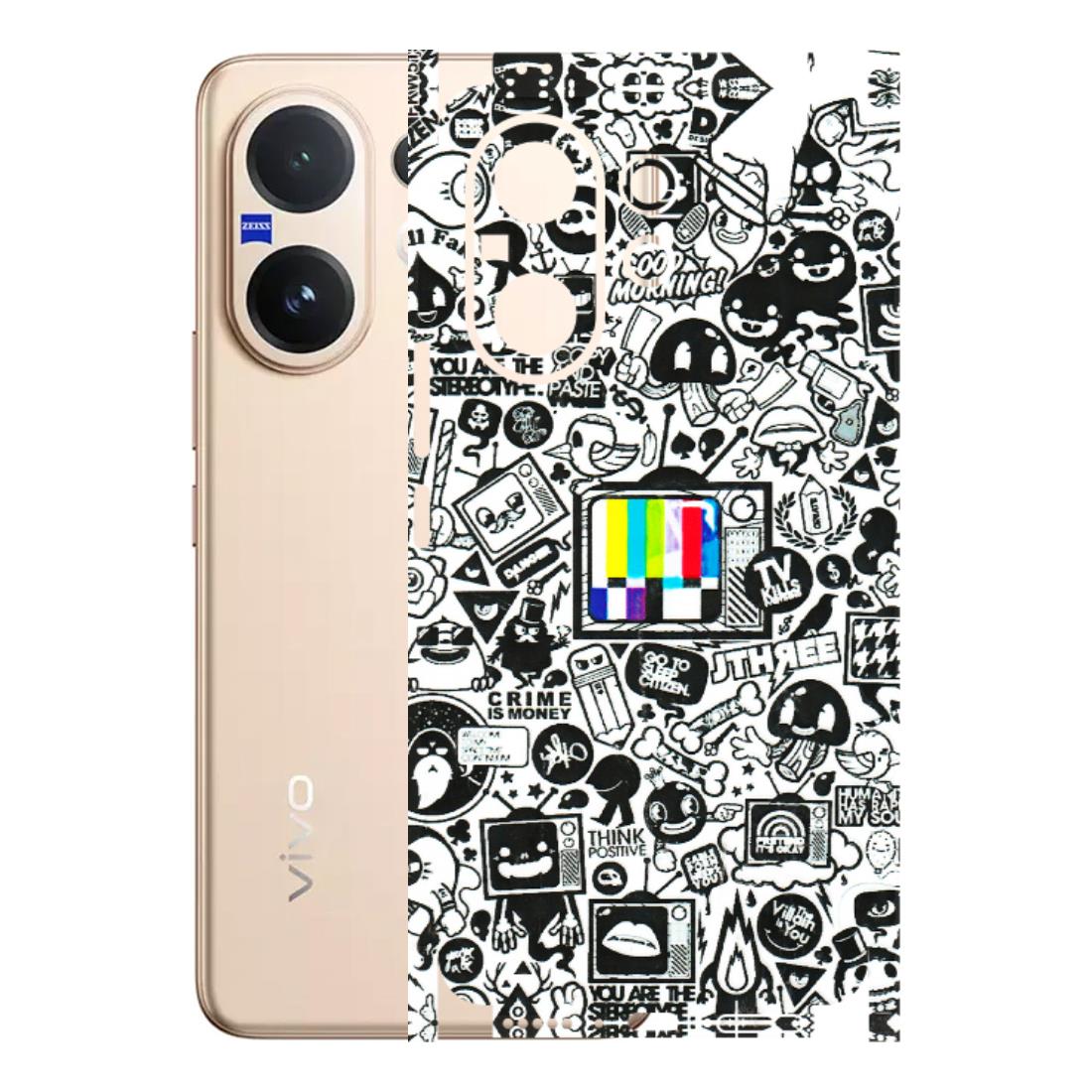 VIVO Z/V/X/T/U/S Series Phone Skins (All Models) - Doodles Positive Art - 3D Embossed Finish (L-263) Vivo V60 5G