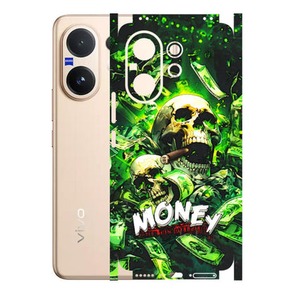 VIVO Z/V/X/T/U/S Series Phone Skins (All Models) - Skull Money - 3D Embossed Finish (L-303) Vivo V60 5G